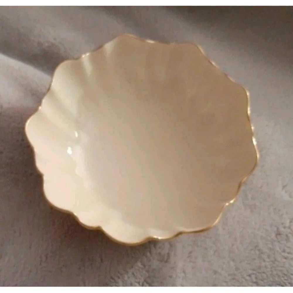 Lenox Symphony Porcelain Ivory White Footed Bowl 24K Gold Rim 6